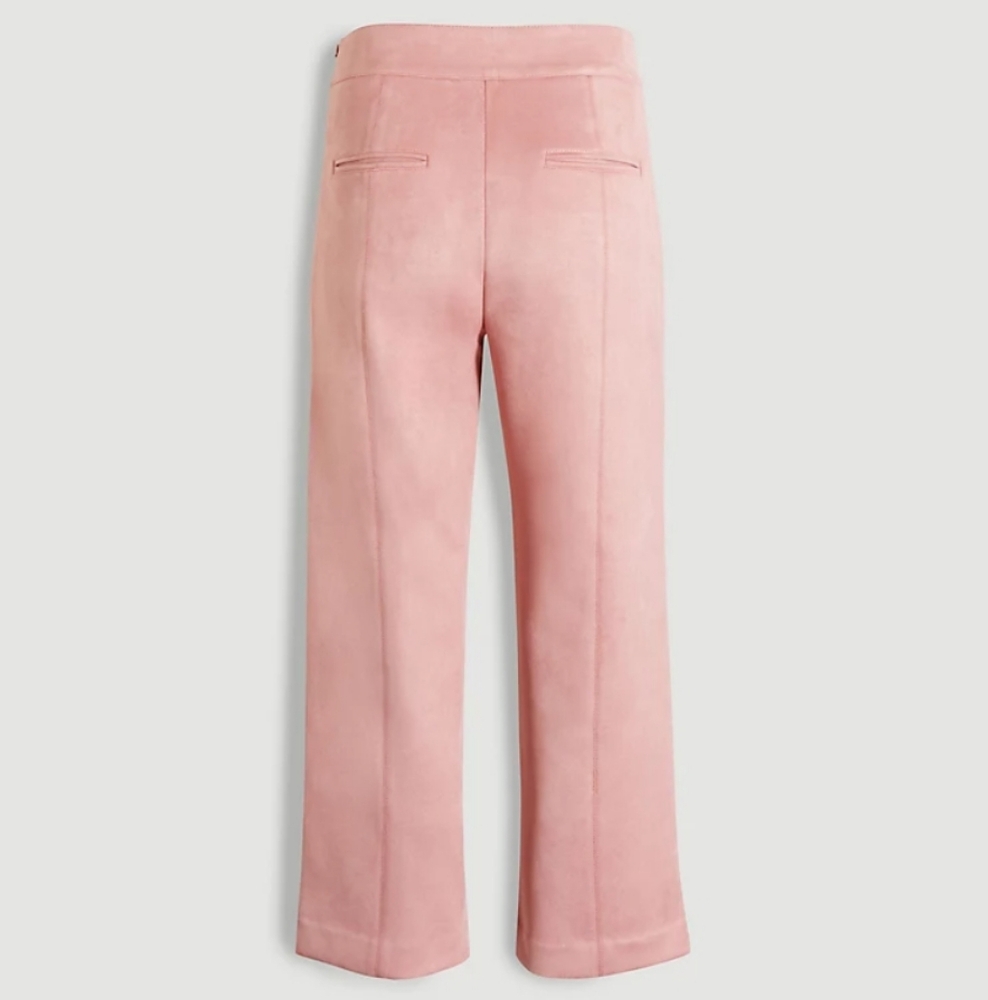 Ann Taylor Petite Blush Pink Faux Suede Size 2P NEW Cropped Straight Leg Pants - Picture 2 of 12